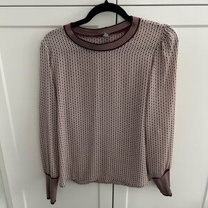 Tristan Burgundy and White Patterned Blouse